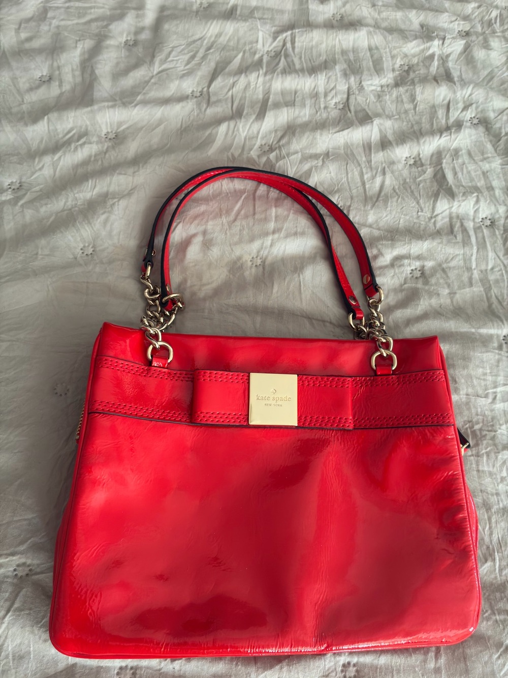 kate spade Red Patent Leather Shoulder Bag with Gold Hardware